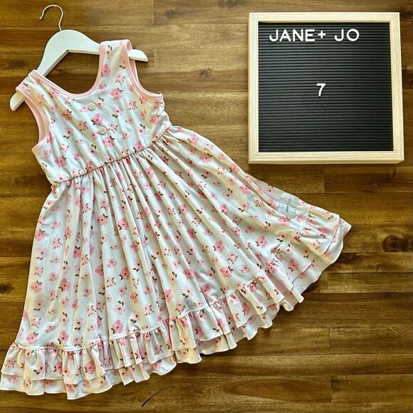 Jane and Jo Sleeveless Wide Strap House Dress Floral Locket Cream Pink Spring 7 - Picture 1 of 7
